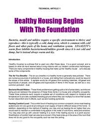 Legalett Technical Article: Healthy Housing Begins with the Foundation
