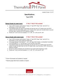 Technical Specifications for ThermalWall PH Panel - EPS Foam Insulation panels for ICF, Passive House and Net Zero Energy Designs - Legalett